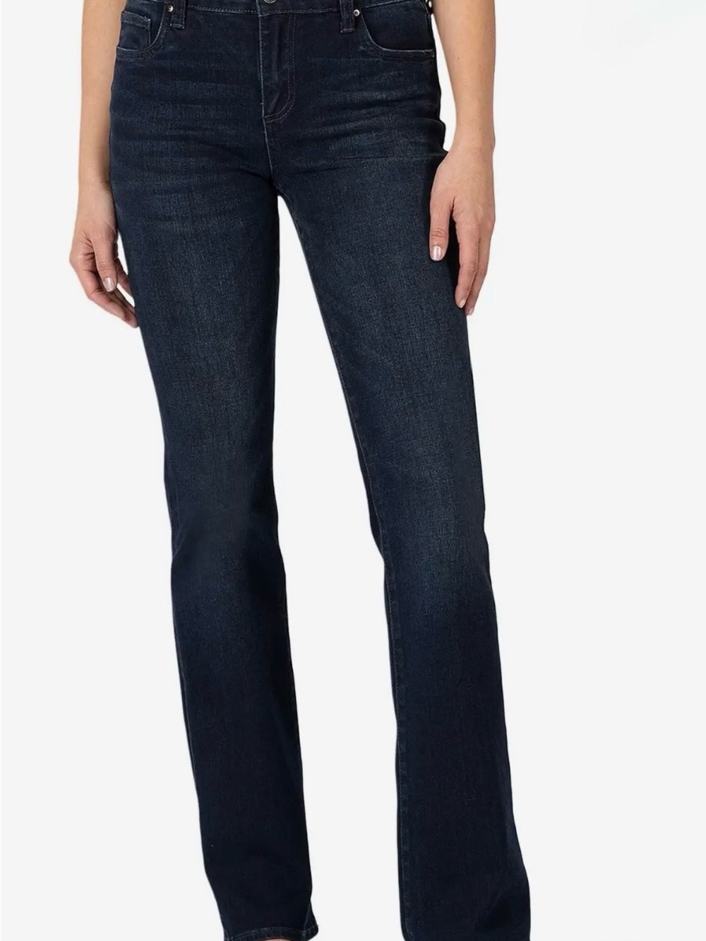 Natalie Kut from the Kloth Mid Rise Dark Indigo Flare Jeans